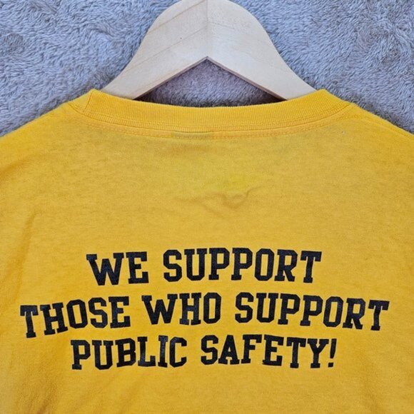 Professional Fire Fighters Mens T-Shirt Size L Yellow Short Sleeve - Picture 8 of 10